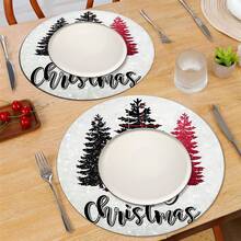 2 pièces/4 pièces/6 pièces Sets de table en diatomite imprimés avec motif sapin de Noël, décoration de maison, convient pour les cadeaux de Noël, décorations de Noël, applicable à la table à manger, au bar à café, toutes saisons, sets de table lavables, décoration de chambre, sous-verres, tapis d'égouttage, sets de table pour cuisine et salle à manger, décorations de fête intérieure/extérieure, décoration de maison, cadeaux idéaux