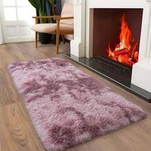 Soft Fluffy Shag Throw Area Rug, 2x4 Black, Non-Slip Bedroom, Hallways, Bedside, Dorm, Living Room - Long Shaggy Rug - 紮染灰紫色 - 查看 4