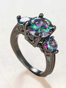 1 PC Charm Cubic Zirconia Ring For Men For Halloween Party Jewelry Gift