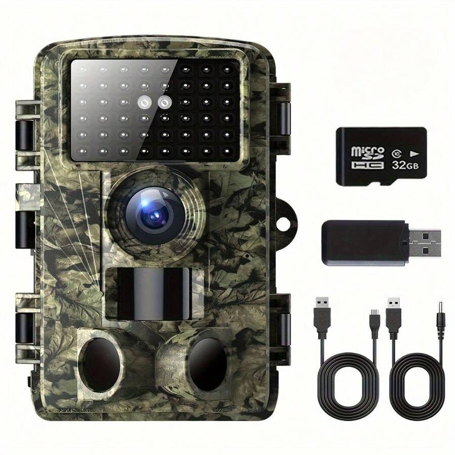 Outdoor Wildlife Photography Camera | 16 MP Game Camera With Night Vision, 0.7s Trigger Motion Activation, 90° Wide Angle & 38 Glow-Free IR LEDs, Fits Tree Stand - Green - View 1