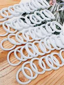 50Pcs White Seamless Headband Without Damaging Hair, Fashionable, Personalized, Casual, Versatile, Suitable For Daily Commuting, Exercise, Yoga, Home Life, Small Gift, Autumn Outfits, Ponytail Holders, Hair Elastics, Hair Rubber Bands, Bathroom Makeup, Hair Rope