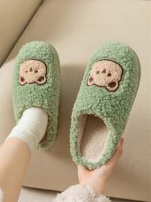 Lindas y cálidas pantuflas de felpa antideslizantes para adolescentes, niños y niñas, pantuflas para interiores, otoño/invierno