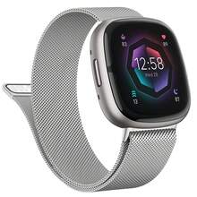 1 pezzo Cinturino per orologio unisex in maglia di acciaio inossidabile con chiusura magnetica, fascia da polso traspirante adatta per Fitbit Versa 4/Versa 3/Sense2/Sense