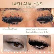 Las Clusters Wit Bottom Lases Spike Long 26mm Las Clusters Wit Spikes 260D Volume Eyelas Clusters DIY Cluster Eyelas Extensions Mega Style Indidual Bottom Lases Extension By - màu đen - Xem 4