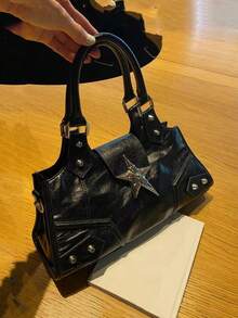 Bolso de tote de debajo del brazo de motocicleta estilo vintage Y2K punk, bolso bandolera cruzado unisex, diseño retro