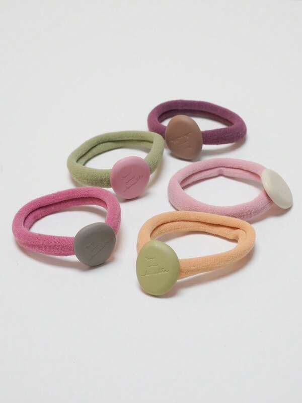 1 pieza/5 piezas Set de coleteros con letras de colores, Sujetadores de pelo elásticos de alta calidad, Anillos de toalla de colores para mujeres, Accesorios de pelo versátiles, lindos, simples y duraderos, Regalos de accesorios de belleza para el hogar, Bandas elásticas para el cabello, Gomas para el cabello, Cuerda para el cabello, Tocado