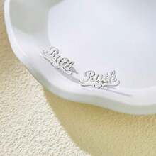 Customized Stainless Steel Earrings, Heart & Letter Earrings, Ideal Gifts For Couples, Friends, Family, Mother's Day, Fashionable, Autumn, Retro, Simple, Casual, Personalized, Unique Gifts For Girlfriend, Mom, Family, Friends, Daughter For Anniversary, Valentine's Day, Mother's Day, Birthday, Graduation, Daily Wear, Wedding, Prom