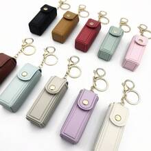 1. 带镜子和钥匙扣的口红盒，便携式收纳礼品零钱包钥匙扣，PU皮革便携式口红盒，带镜子的迷你收纳袋时尚收纳钥匙扣 - 彩色 - 查看 2