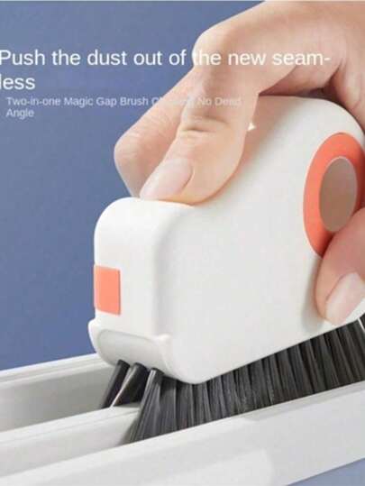 2pcs 2-In-1 Window Track Cleaning Brush - Detachable Door & Window Sill Scrubber, Glass Corner Cleaner, And Plastic Ledge Gap Tool