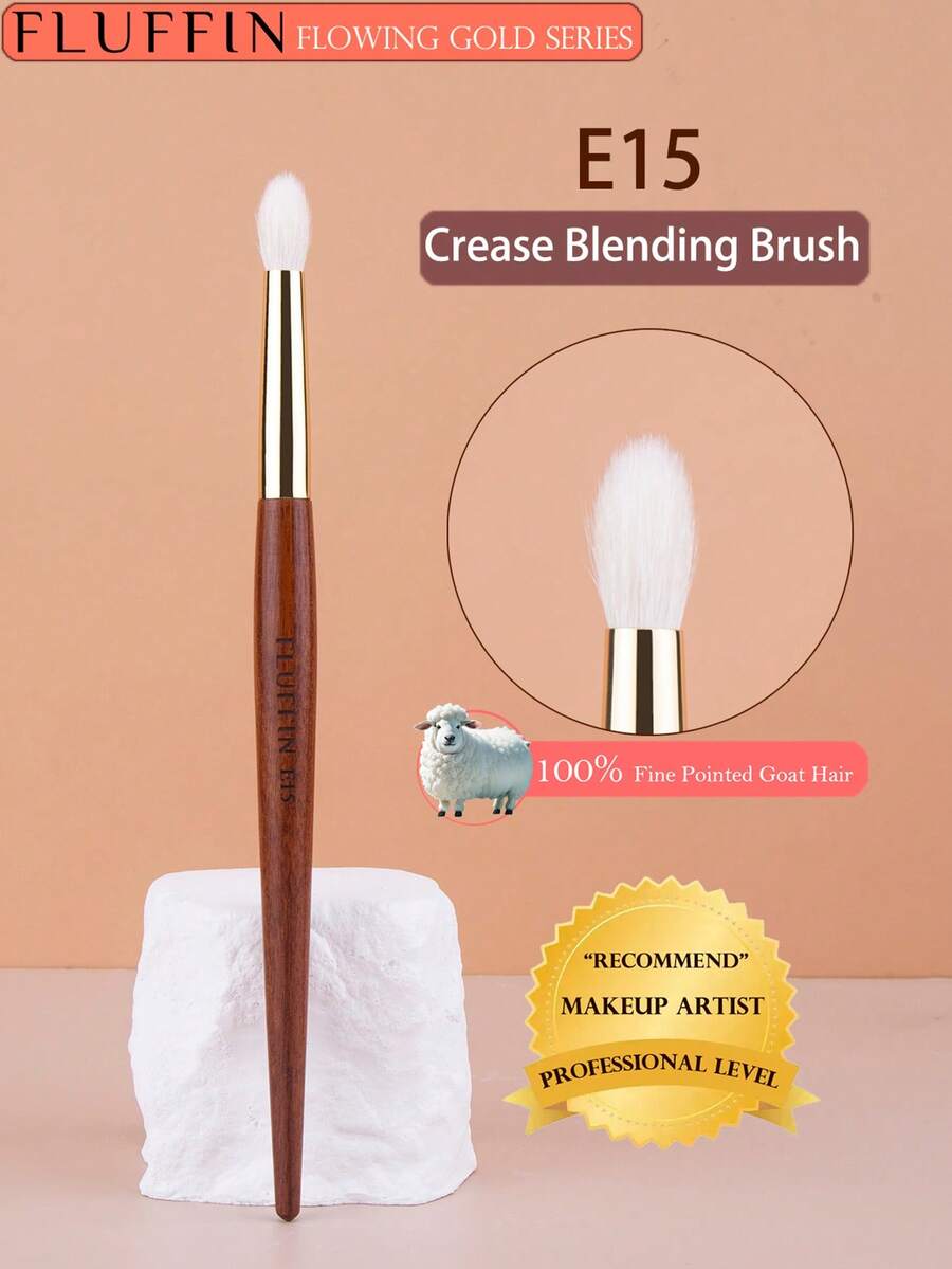 1pc FLUFFIN E15 Goat Hair Tie Dye Brush, Tapered Eyeshadow Blending Brush, Rose Gold Wooden Premium Makeup Brush, Eyebrow Brush, Eyeshadow Brush, Spiral Brush,Giveaways - Redwood - View 1