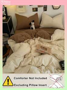 3pcs Light Yellow & Beige Bedding Set, Includes 1 Duvet Cover & 2 Pillowcases, Soft & Comfortable Home Textile, Available In Multiple Colors, Suitable For Dorm Rooms, Simple & Fashionable Home Decor, Soft & Cozy Bedding Set, Machine Washable Without Filling, Back To School Bedding - Light Yellow - View 4