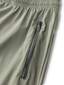 大码男士松紧腰休闲商务裤，拉链口袋薄款透气直筒裤，适合高尔夫、休闲和日常穿着 - 卡其色 - 查看 6