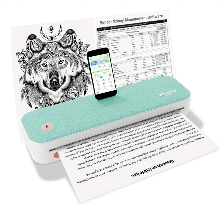 PeriPage A40 Wireless Thermal Printer - No Ink Needed, Print On A4 And Multi-Size Roll/Folded Paper, For Docs/Labels/Photos, Works With Smartphone & Computer