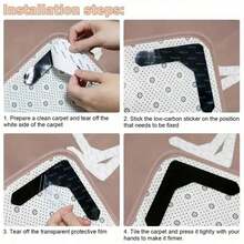 12 Pack Rug Tape Grippers, Washable Double-Sided Non-Slip Pads, Reusable Carpet Stickers For Corners, Area Rugs, Mats, Hardwood Floors, Tiles, And Runners, Strong Adhesive Rug Holders For Home Organization - màu đen - Xem 3