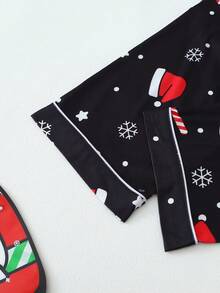 [Dreamery]Christmas Print Women Long Sleeve Pajama Set, Fall Winter Clothes - Black - View 8