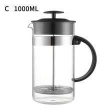 1 pieza Cafetera de color aleatorio, Taza de café Tetera, Cafetera de goteo manual de vidrio, Espumador de leche para uso doméstico, Prensa francesa, Cafetera de vidrio borosilicato de alta calidad, Cafetera de goteo manual para el hogar