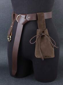 Túi đeo hông kiểu Viking thời Trung cổ, kẹp váy, bộ thắt lưng và túi đeo hông bằng da PU cổ điển dùng cho trang phục LARP, cosplay, đạo cụ cho nam và nữ. - màu nâu - Xem 2