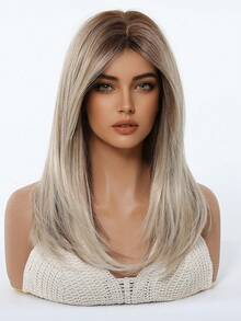 Parrucca bionda in fibra resistente al calore per uso quotidiano, parrucca dritta naturale, ideale per principianti, adatta per uso quotidiano, feste e vacanze