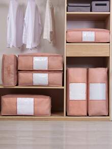 1/3pcs Plain Quilt Storage Bag,Comforter Storage Bag - Folding Organizer Bag For King/Queen Comforters, Pillows, Blankets, Bedding/Quilt, Blanket, Duvet, Mothproof Space Saver; Large Collapsible Organizers, Decorations Autumn Decor Festival Decor Room Decor Home Decor Bedroom Decor, Pink Closet Organization And Storage Clothes Organizer