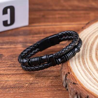 Mens Black Pu Leath…