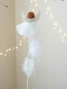 1PC Christmas Angel Girl Pendant Mesh Wings Hanging Bells Angel Christmas Tree Decoration Pendant Mesh Feather Skirt Angel Girl Pendant Christmas Tree Decoration Christmas Day Decoration,Valentine's Day Gift - Multicolor - View 4