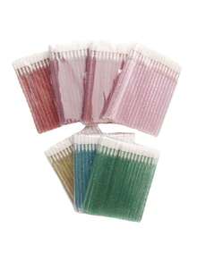 100 件/50 件专业唇刷和睫毛刷 - 高品质一次性闪亮水晶睫毛，超精细微型刷，用于精确睫毛延长涂抹器和温和的化妆清洁剂 - 美容化妆工具