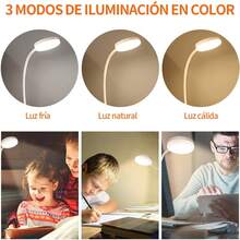 EstiloTendenciaLampara De Escritorio LED, LáMpara De Oficina Mesa, 360 °   Ajustable, Luz De Lectura Recargable, 3 Modos De IluminacióN, AtenuacióN TáCtil, ProteccióN Ocular, Para Trabajar, Estudiar, Leer, EscribirCalidad PremiumVersióN Mejorada - B - Ver 2