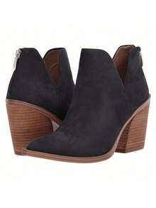 Womens Pointed Toe Ankle Boots Sock Booties Faux Suede Kitten Heel Stiletto Winter Shoes - 黑色 - 查看 6