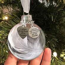 Clear Christmas Memorial Ornament Feather Ball, A Piece Of My Heart Is In Heaven, Christmas Tree Remembrance Hanging Pendant Memorial Gifts For Loss Of Mother 2.76'' Memory Mom Sympathy Gift-597965 - 奶奶 - 查看 2