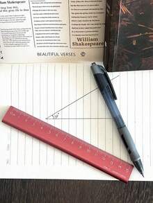 1 件装加厚金属尺，适用于学生几何绘图绘画，铝合金尺子，办公文具