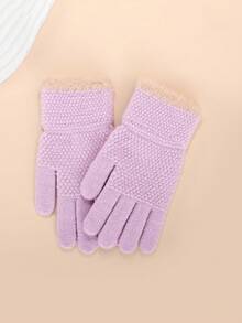 1 Pair Children Knitted Fingerless Gloves With Fringes, Warm Woolen Mittens For Boys & Girls, Autumn And Winter, Suitable For Students Outdoor