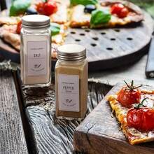 24pcs/12pcs/6pcs Square Glass Jar Set, Suitable For Barbecue Spices, Salt & Pepper Shakers, Seasoning Dispensers, Includes Wooden Lids, Labels And Brushes, Kitchen Organizer (Accessory Style Random) - Multicolor - View 9