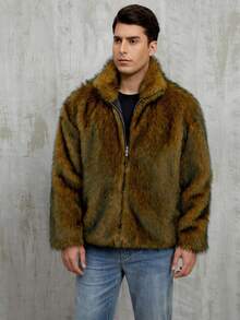 Herren Jacke mit Kunstpelzkragen, Kurze Jacke, Herbst/Winter