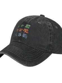 Pokemones 8 Bits Fresh Washed Denim Hat Soft And Comfortable Perfectly Blending Classic And Fashion - 黑色 - 查看 1