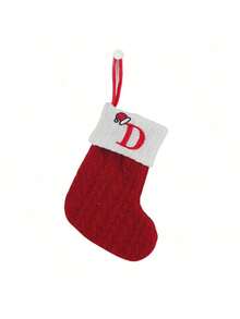 1 szt. Świąteczne dzianinowe skarpety z monogramem, wiszące skarpety z małymi literami świątecznymi, dwustronne skarpety wiszące do kominka, dekoracje na imprezę świąteczną, prezenty na imprezę, upominki na imprezę, spersonalizowana skarpeta z inicjałami, ozdoby choinkowe, ozdoby świąteczne do domu, ozdoby świąteczne do domu, pakiet prezentów świątecznych, dekoracje noworoczne 2026, wystrój domu, wystrój pokoju, zima