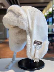 1pc Unisex Winter Hat, Water-Resistant Fabric, Fleece-Lined With Ear Flaps, Suitable For Outdoor Activities And Casual Wear Fall