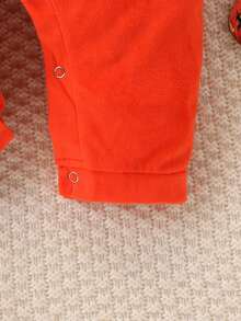 3pcs/Set Kids Pumpkin Print Romper, Hat Autumn & Winter Outfits For Boys And Girls