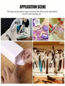 双面胶带，适用于各种手工制作，多种尺寸可选，可用于艺术创作、DIY相册、礼品包装、纸张背衬、办公、学校、派对、卡片制作等。 - 白色 - 查看 9