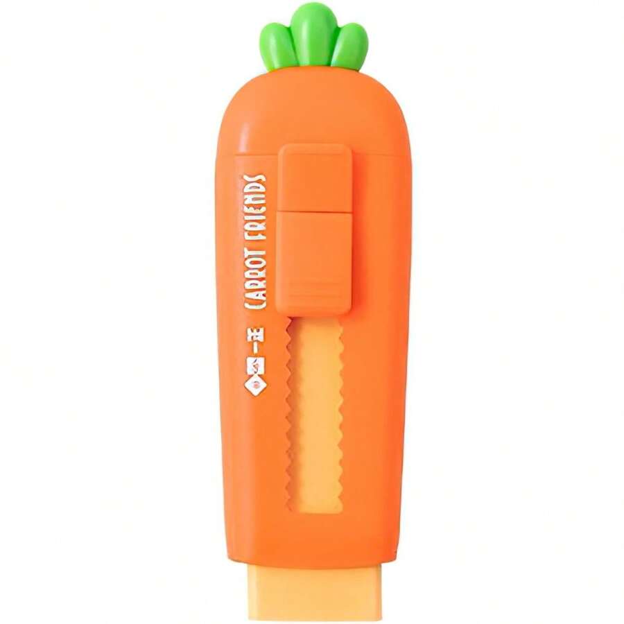 1pc Carrot Shaped Eraser, Useful For Cleaning Pencils, Creative Eraser, Essential For Students Back To School, Office Cleaning Tool - Orange - View 1