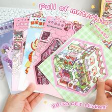 51张风景贴纸书，DIY房屋贴纸，包含30份材料、20个场景、金属镊子、3D微缩房屋景观贴纸、风景贴纸、景观贴纸、手工贴纸、手工分类的小房屋场景、可重复使用、多种尺寸可选 - 彩色 - 查看 6