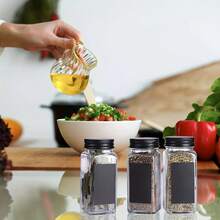 12pcs/24pcs Plastic Spice Jars, 5.6oz(~160g) Square Spice Containers, Reusable Salt And Pepper Shakers With Airtight Lids, Labels And Pens, For Spices, Herbs, Powders
