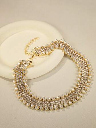 1 st. Glamourös Strassdekor & Fuskpärlor dekor Halsband För kvinnor För fest