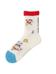 CRAYON SHINCHAN 3 أزواج من الجوارب ذات نمط الرسوم المتحركة الكرتونية لشين تشان، مناسبة للأزياء اليومية للنساء وكهدايا لحفلات المناسبات