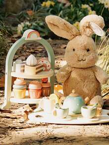 儿童木制茶具套装，公主茶会玩具厨房配件，包含逼真的食物，儿童过家家茶具玩具，增强想象力和社交能力 - 彩色 - 查看 10