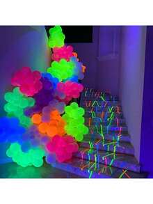 Bộ 10/20/50/100 quả bóng bay neon hỗn hợp và màu trơn, thích hợp cho tiệc sinh nhật, trang trí đám cưới và các sự kiện khác, bề mặt trong suốt. - Nhiều màu - Xem 1