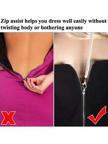 Zipper Handle Puller, Durable 2-In-1 Beaded Zipper Helper Tool For Women, Easy Dress Zip Assistance For Dresses, Skirts And Jumpsuits - White And Black Zipper Helper Pull For Long Dress Back Zipper Puller Helper Zipping Up Down Dress And Boot Yourself Beaded Clothing Assistant Aid Tool With Easy Zip Aid Puller By Yourself Sewing Craft Accessory, Quilting Tool, Art Supplies, Knitting Aid, Versatile For Zipper Repair And Opening - Multicolor - View 4