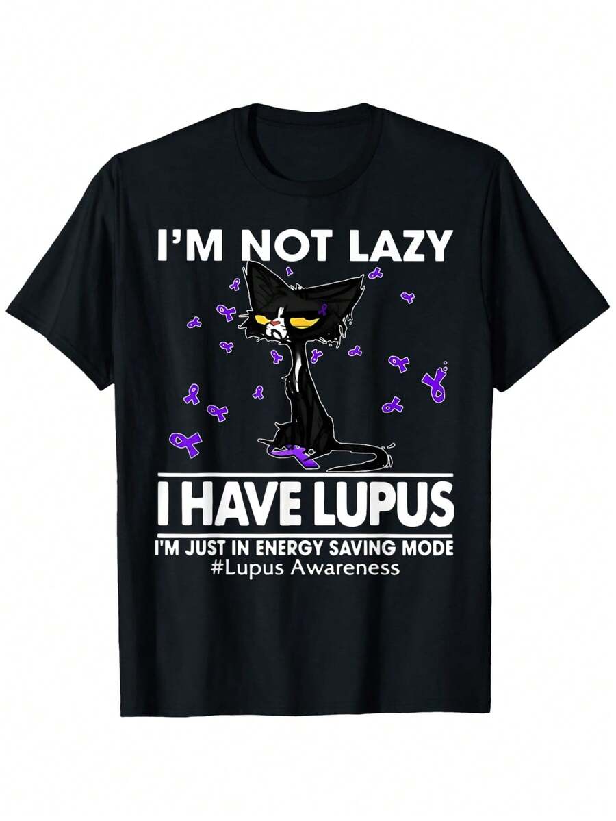 I'm Not Lazy I Have Lupus Awareness T-Shirt - Lupus  Mode Graphic Tee, Purple Ribbon Lupus Fighter Shirt For National Immunization Month, Heavyweight 180gsm Cotton Loose Fit Streetwear Top (1XL-5XL) - Gift For Lupus Warriors, Men & Women, Advocacy Clothing, Street Fashion, Comfortable Fabric, Statement Apparel, Chronic Illness Support, PLUS SIZE