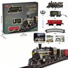 Luksusowy zestaw pociągów elektrycznych dla dzieci ze światłami i dźwiękami – zabytkowy parowóz i długie tory, edukacyjna zabawka na prezent dla chłopców