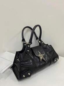 Bolso de tote de debajo del brazo de motocicleta estilo vintage Y2K punk, bolso bandolera cruzado unisex, diseño retro