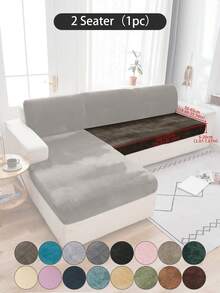 1pc Black Silver Fox Velvet Stretch Sofa Seat Cushion Cover, Classic Minimalist Solid Color Dust-Proof Decorative Protective Slipcover, Suitable For Hotel, Bedroom, Living Room, Camel, Light Gray, Dark Gray, Autumn Decor, Room Decor, Back To School, School Supplies